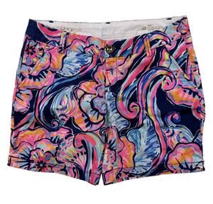 Lilly Pulitzer Shorts Nauti Navy Boho Bateau Womens 4 Cotton Stretch 7" inseam